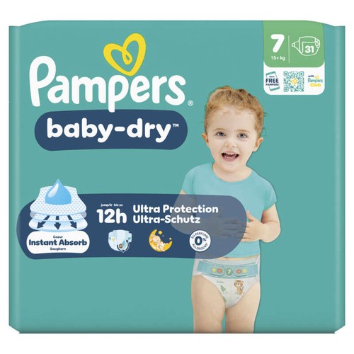 Pampers Baby-Dry Taille 7 - 15kg et + – x31 Couches