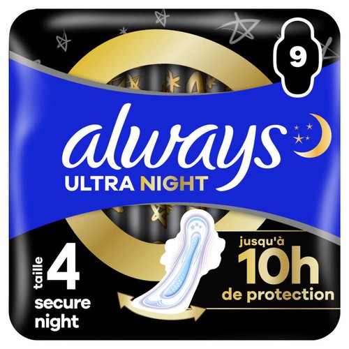 Always Serviettes Hygiéniques Ultra Secure Night x9