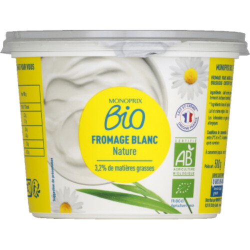 Monoprix Bio Pot de Fromage Blanc 3,2%500g