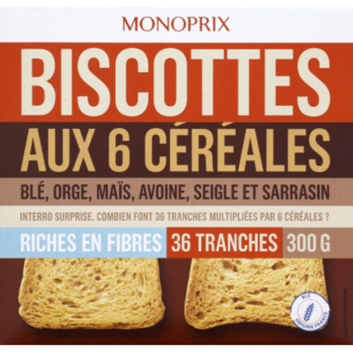 Monoprix Biscottes Au 6 Céréales 300G