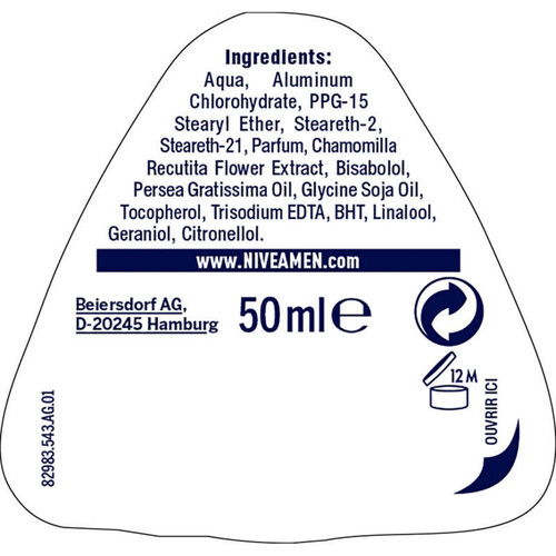 Nivea Déodorant Anti-Transpirant 24H, Protection Anti-Irritation 50ml