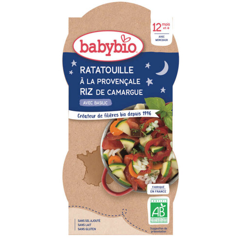 BabyBio Plat Ratatouille & Riz de Camargue Dès 12M 2x200G