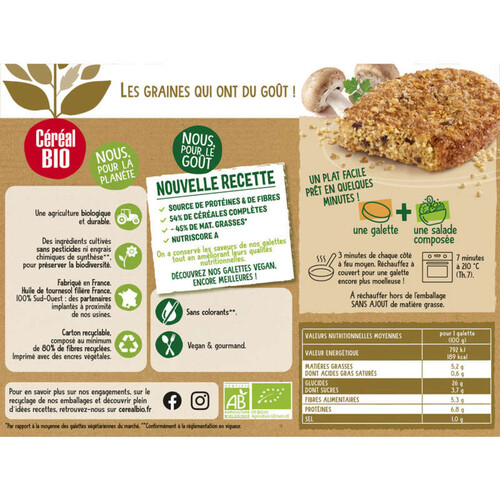 Céréal Bio Galettes millet Boulghour aux champignons bio 200g
