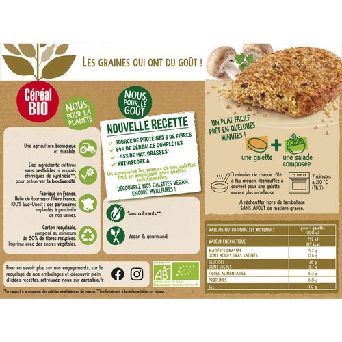 Céréal Bio Galette Millet Champignons 200g