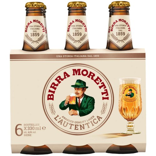 Birra Moretti Bière blonde italienne 6x33cl 4,6% vol.