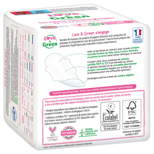 [Para] Love and Green Serviettes Hypoallergéniques Normal X14