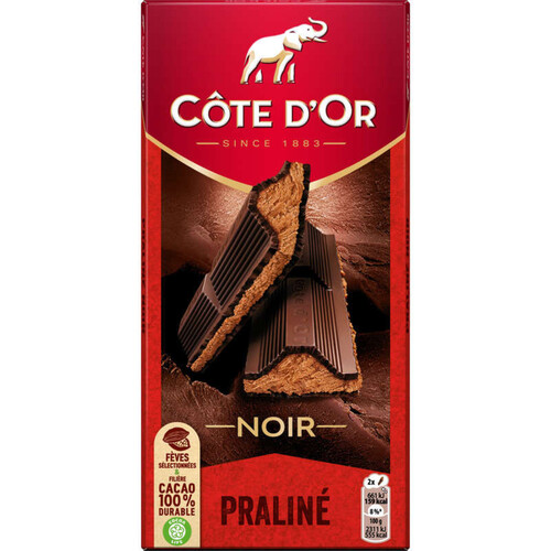 Côte d'Or Tablette Chocolat Noir fourré Praliné 200g