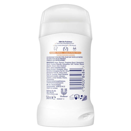 Rexona Déodorant Corps Stick 48h Fraîcheur Agrumes 50ml
