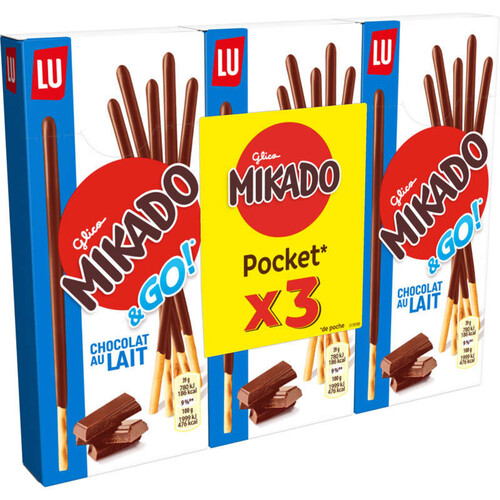 Lu Mikado Biscuits nappés au Chocolat au Lait 2x39g