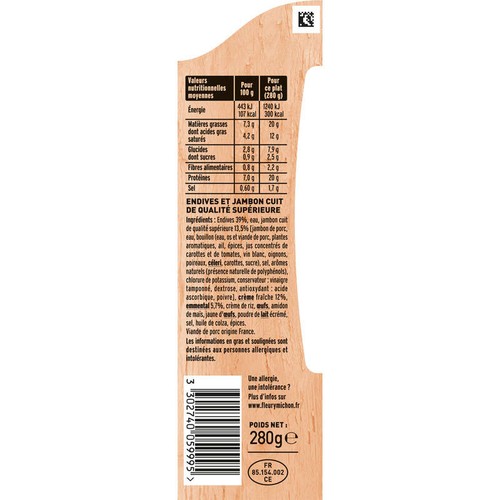 Fleury Michon Gratin d'Endives au Jambon 280g