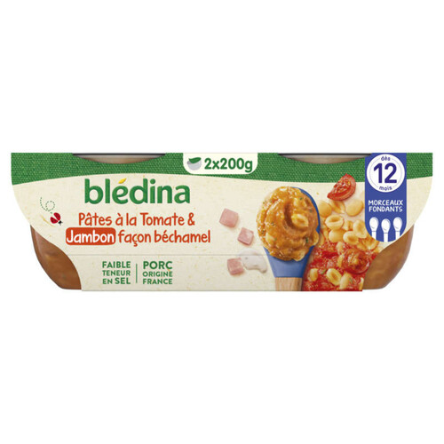 Blédina Idées de Maman Bols Tomates Pâtes Coquilles Jambon dès 12 Mois 2 x 200g