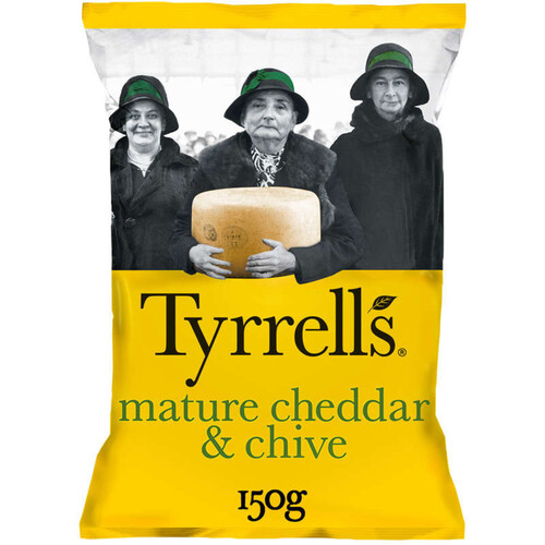 Tyrrell's Chips de Pomme de Terre au Cheddar et à la ciboulette 150g