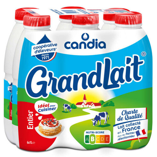 Grandlait lait entier UHT le pack de 6x1L