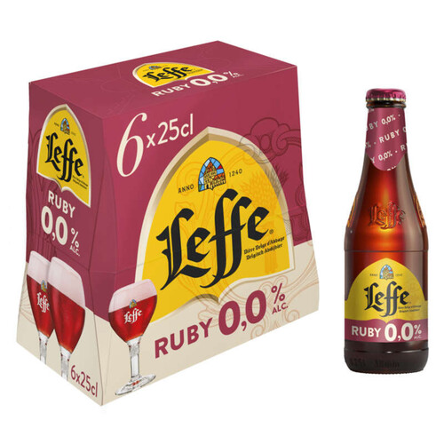 Abbaye de Leffe Bière Aromatisée Ruby 0° Fruits Rouges Pack 6x25cl