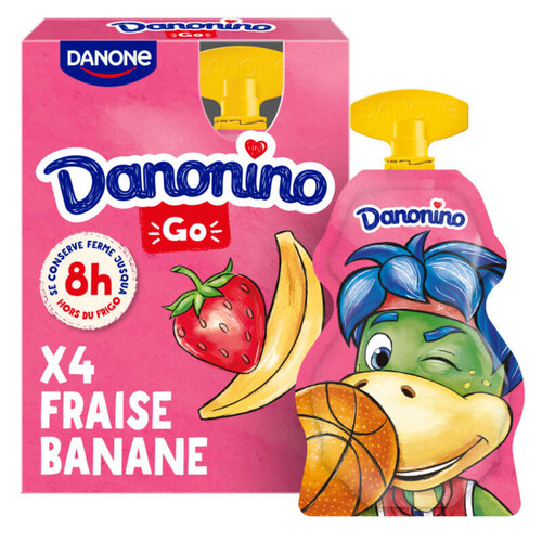 Danonino Yaourt à boire fraise banane gourde 4x70g