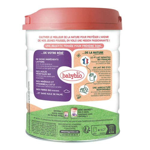 Babybio Optima Lait 1, de 0 à 6 Mois 800g