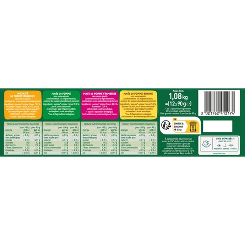 Pom'potes Compote multi fruits Bio 12x90g