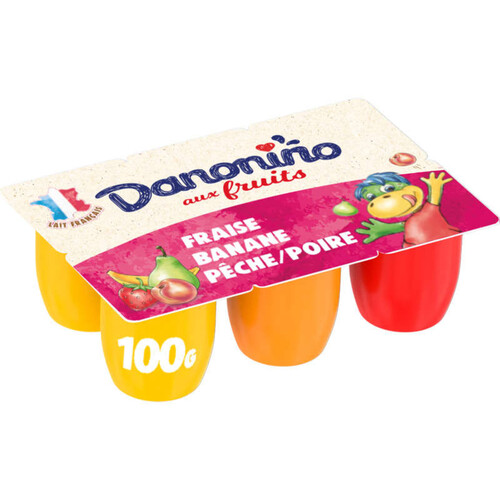 Danonino Petits suisses Fraise Banane Pêche/Poire 6x100g