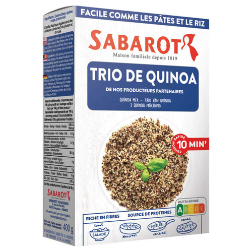 Sabarot Trio de Quinoa, Cuit en 10 minutes, 5 x 80g
