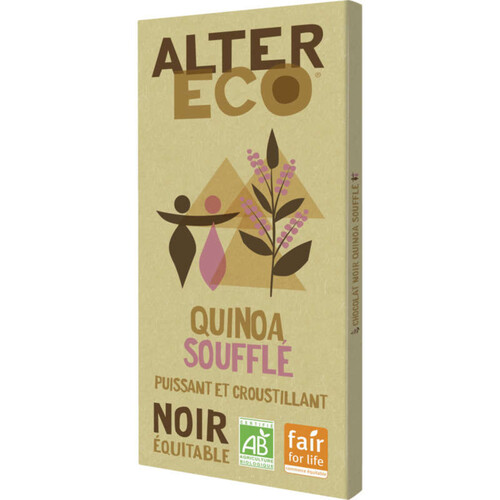 Alter Eco Chocolat Noir Quinoa Soufflé Bio 100G