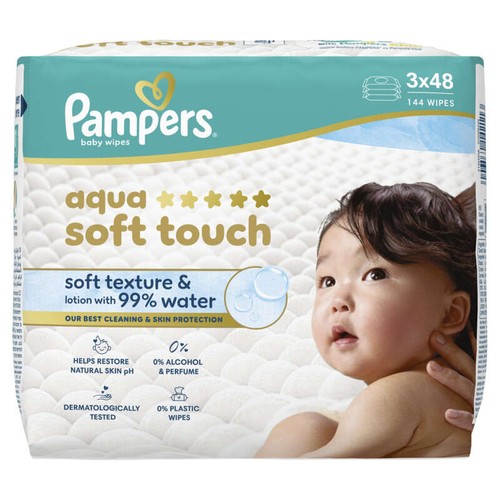 Pampers Aqua Soft Touch Lingettes Pour Bébé 3x48
