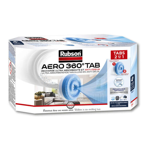Rubson 4 Recharges Pour Absorbeur D'Humidité, Aero 360° Tab