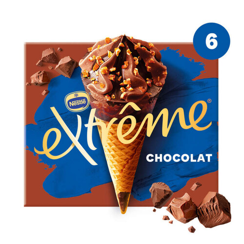 Nestlé Cônes Extrême Chocolat pépites de Nougatine 6x71g