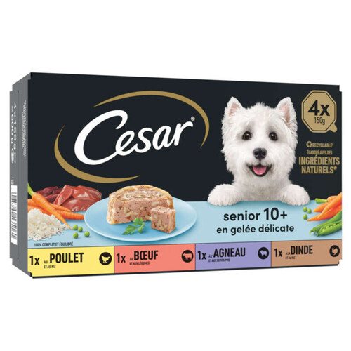 Cesar Barquettes pour chien en gelée 4 variétés senior 4x150g