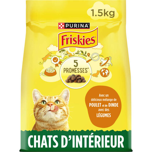 Friskies Croquettes au Poulet et aux Légumes - 1.5 KG - Chat d'Intérieur