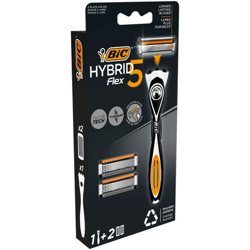 Bic rasoir homme flex 5 hybrid 1+2 recharges