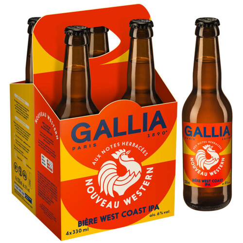 Gallia Nouveau Western - Bière West Coast IPA non filtrée 6° Pack 4x33 cl