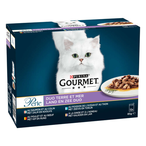 Gourmet Perle Pâtée Chat Duo viande et poisson 12x85g