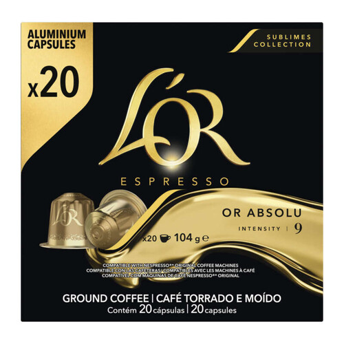 L'Or Espresso Café Or Absolu intensité 9 x20 capsules 104g