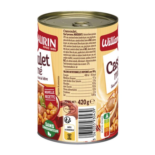 William Saurin Le cassoulet mitonné 420g
