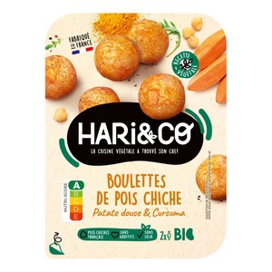HARI&CO Boulettes De Pois Chiches Bio Patate Douce Curcuma, Protéine Végétale 180g
