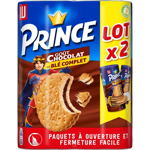 Lu Prince Biscuits fourrés au Chocolat Blé Complet 2x300g