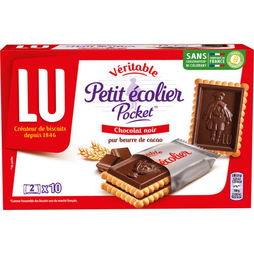 Lu Petit Ecolier Petit Beurre Biscuits nappage Chocolat Noir Pocket 250g
