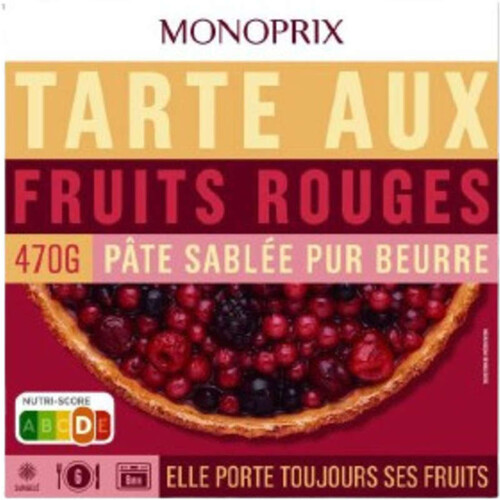 Monoprix tarte fruits rouges 470g