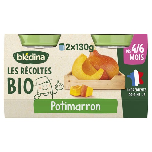 Les Récoltes Bio Purée de Potimarron dès 4/6mois 2x130g