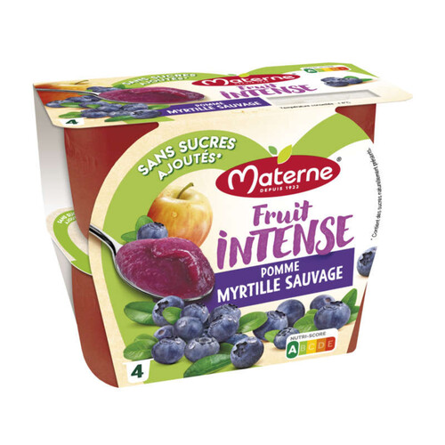 Materne Compotes Fruit Intense Pomme Myrtille Sauvage 4*100g