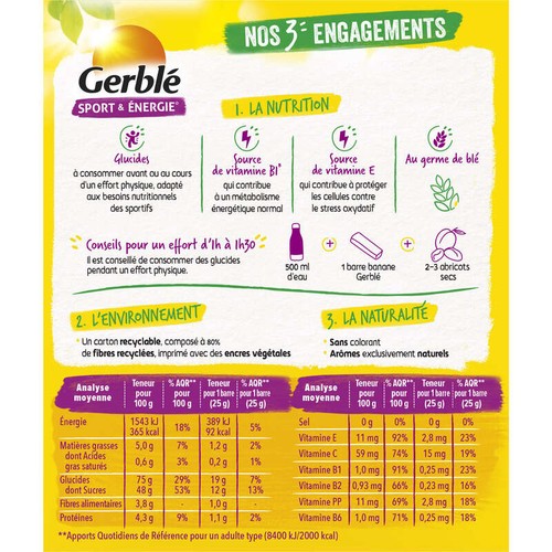 Gerblé Sport Barre saveur Banane 150g