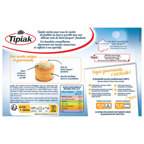 Tipiak Mini Croustillant Saint Jacques Sauce beurre persillé x10 -120g