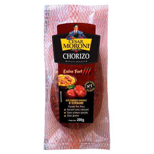 César Moroni Chorizo Extra Fort Aux Piments Rouges D'Espagne 100G