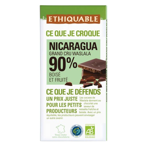 Ethiquable Chocolat Noir 90% Bio Origine Colombie