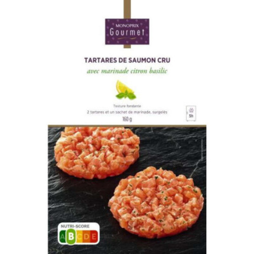 Monoprix Gourmet tartares de saumon cru citron basilic 160g