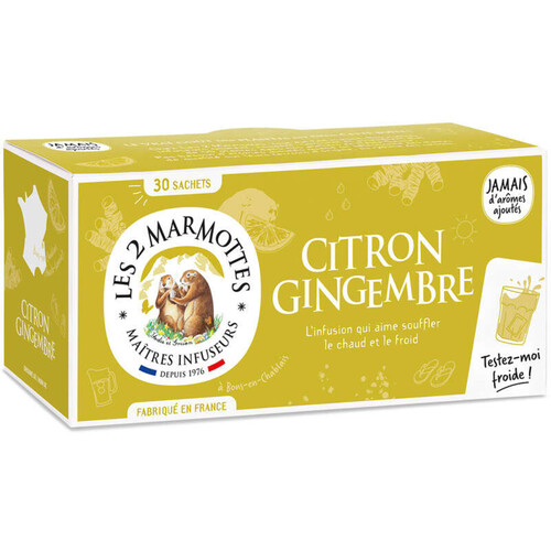 Les 2 Marmottes Infusion Citron Gingembre x30 48g