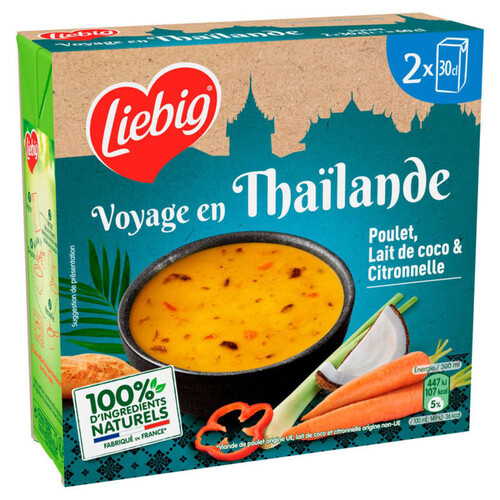 Liebig Voyage en Thaïlande Poulet, lait de coco & citronnelle 2x30cl