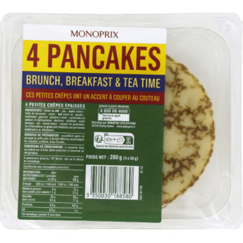 Monoprix Pancakes x4 brunch breakfast & tea time 200g