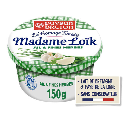 Paysan Breton Le Fromage Fouetté Mme Loik Ail Et Fines Herbes 150g