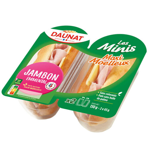 Daunat Sandwich le mini jambon emmental, pain nature 130g